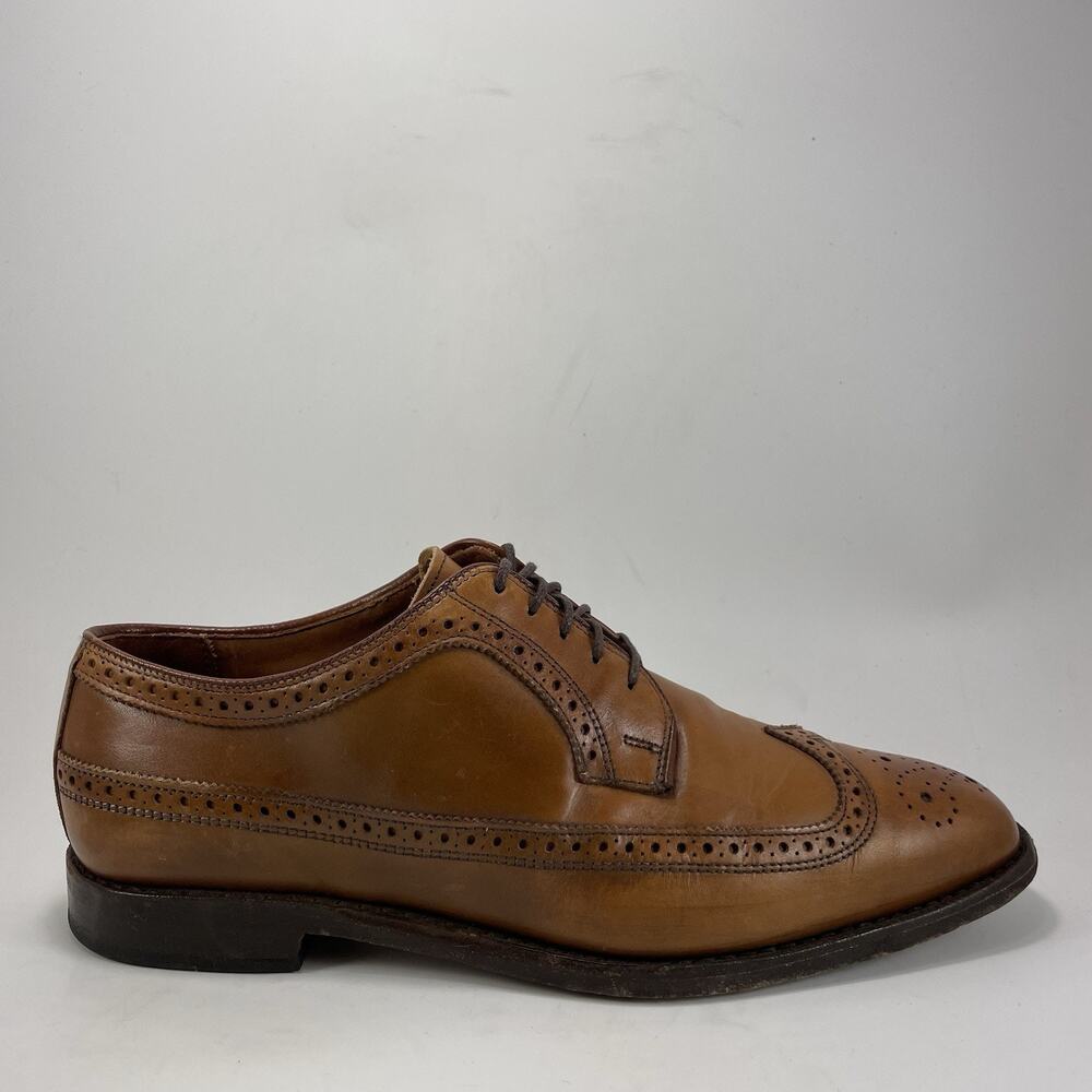 Allen Edmonds Leiden Men's Wingtip Brogue Oxford Shoes Size 9.5 D Brown Leather